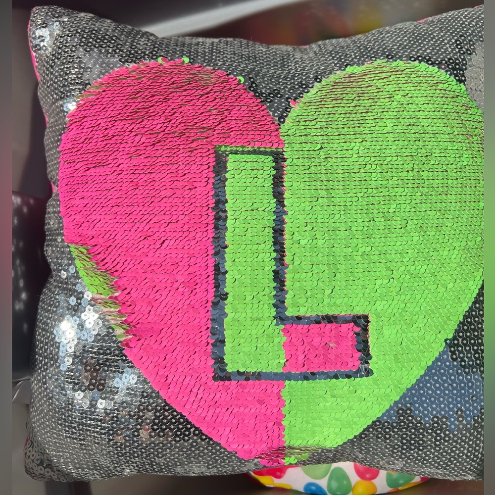 Reversible Sequin Heart Pillow